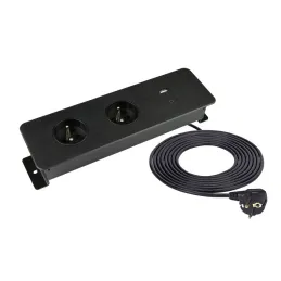 Bloc multiprise électrique EUROBOX 2x230V + 1xUSB C+A FRENCH / Noir mat