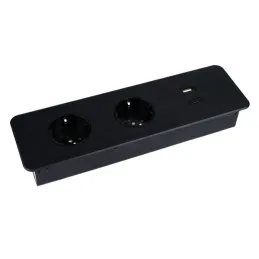 Bloc multiprise encastrable EUROBOX 2x230V + 1xUSB C+A SCHUKO / Noir mat