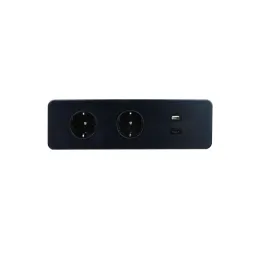 Bloc multiprise encastrable EUROBOX 2x230V + 1xUSB C+A SCHUKO / Noir mat