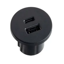 Chargeur de table intérieur 2 x USB A-C 25 mm PLUGY / Noir mat