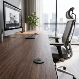Chargeur de table intérieur 2 x USB A-C 25 mm PLUGY / Noir mat
