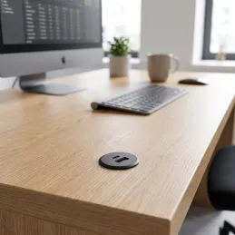 Chargeur de table intérieur 2 x USB A-C 25 mm PLUGY / Noir mat