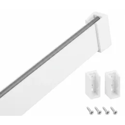 Tringle de penderie 1 m SLIM pour bande LED avec embouts / Blanc mat