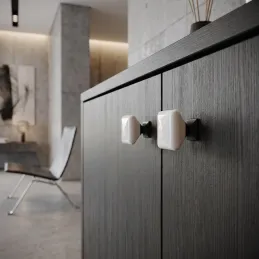 Bouton en céramique DIAMON / Blanc + porcelaine