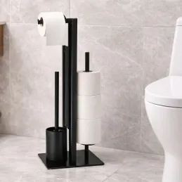 Porte-papier toilette avec brosse AXIAN / Noir mat