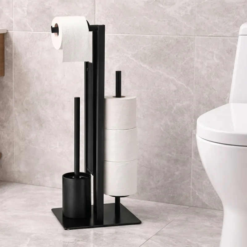 Porte-papier toilette avec brosse AXIAN / Noir mat