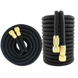 Tuyau d’arrosage de jardin flexible avec embout d’arrosage / Noir