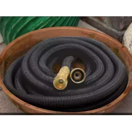 Tuyau d’arrosage de jardin flexible avec embout d’arrosage / Noir