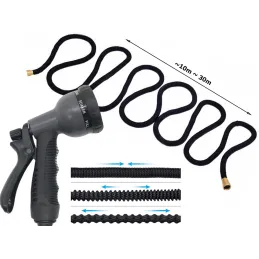 Tuyau d’arrosage de jardin flexible avec embout d’arrosage / Noir