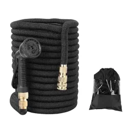 Tuyau d’arrosage de jardin flexible avec embout d’arrosage / Noir