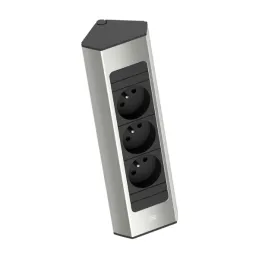 Bloc multiprise encastrable Bachmann Casia 2 FRENCH, 3 prises 230 V / aluminium