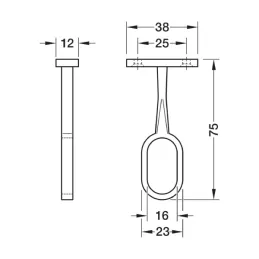 Support central pour tringle de penderie ovale / Doré