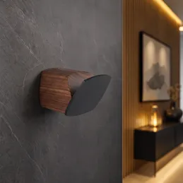 Porte-manteau en bois exclusif LOREN / noyer foncé – noir