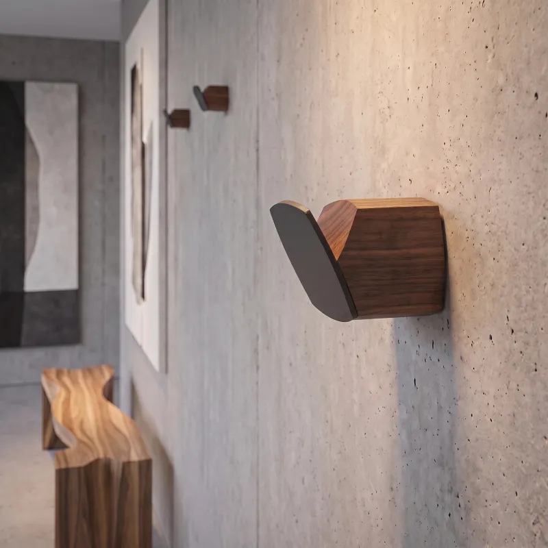 Porte-manteau en bois exclusif LOREN / noyer foncé – noir