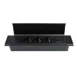Bloc multiprise encastrable SLIM BOX SCHUKO 3× 230 V + USB / Noir mat
