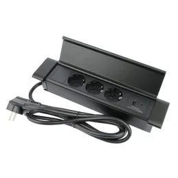 Bloc multiprise encastrable SLIM BOX SCHUKO 3× 230 V + USB / Noir mat