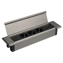 Bloc multiprise encastrable SLIM BOX SCHUKO 3x 230V + USB / Inox