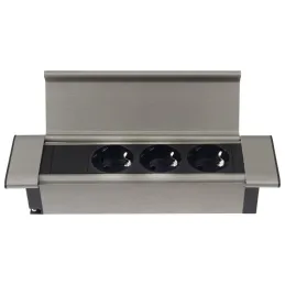 Bloc multiprise encastrable SLIM BOX SCHUKO 3× 230 V / Inox