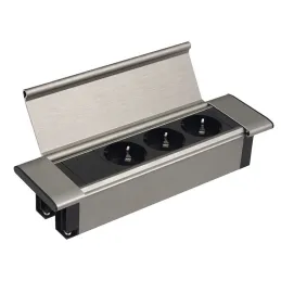 Bloc multiprise encastrable SLIM BOX SCHUKO 3× 230 V / Inox
