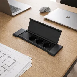 Bloc multiprise encastrable SLIM BOX SCHUKO 3× 230 V / Noir mat