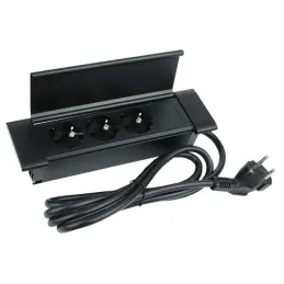 Bloc multiprise encastrable SLIM BOX SCHUKO 3× 230 V / Noir mat