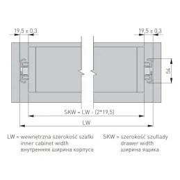 Coulisse à billes à fermeture amortie de 53 mm – haute capacité de charge