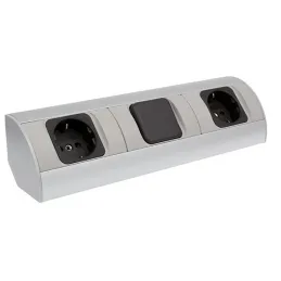 Bloc multiprise encastrable CORNER SCHUKO 2× 230 V avec interrupteur / Aluminium