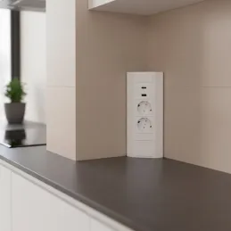 Bloc multiprise encastrable CORNER SCHUKO 2× 230 V + USB A-C / Blanc mat