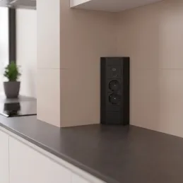 Bloc multiprise encastrable CORNER SCHUKO 2× 230 V + USB A-C / Noir mat