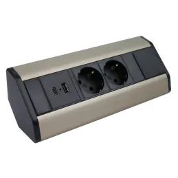 Bloc multiprise encastrable CORNER SCHUKO 2x 230V + USB A-C / Inox