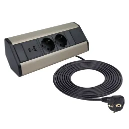 Bloc multiprise encastrable CORNER SCHUKO 2x 230V + USB A-C / Inox