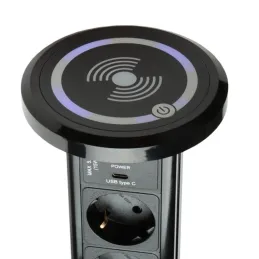 Prise électrique escamotable automatique ASTRA SCHUKO 3x230V + 2xUSB A-C / Noire