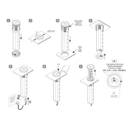 Prise électrique escamotable automatique ASTRA SCHUKO 3x230V + 2xUSB A-C / Aluminium