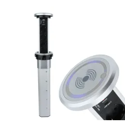 Prise électrique escamotable automatique ASTRA SCHUKO 3x230V + 2xUSB A-C / Aluminium