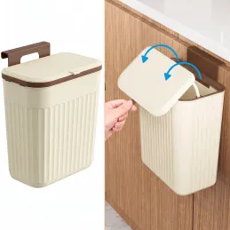 Poubelle BIBA à fixer sur la porte, 11 L / Beige
