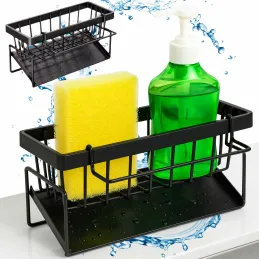 Étagère de rangement pour évier avec égouttoir / Noir mat