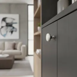Bouton de meuble LUNAS / Argent vieilli – Blanc laiteux