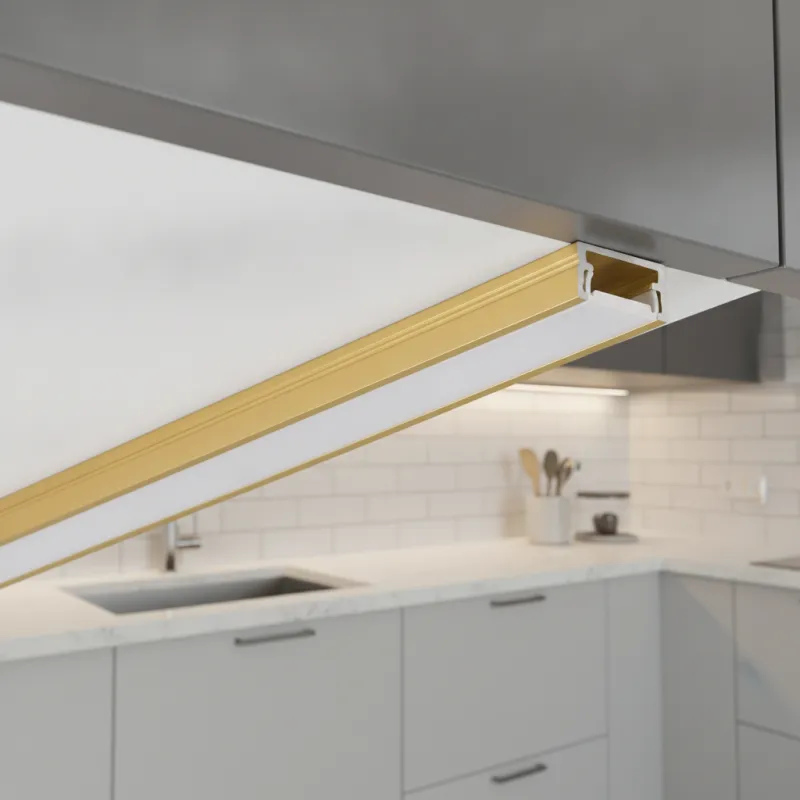 Profilé en aluminium ZARIA pour éclairage LED avec diffuseur opale / Doré