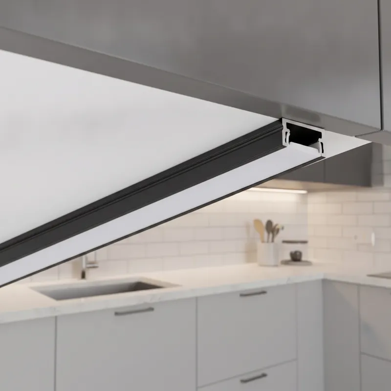 Profilé en aluminium ZARIA pour éclairage LED avec diffuseur opale / Noir mat
