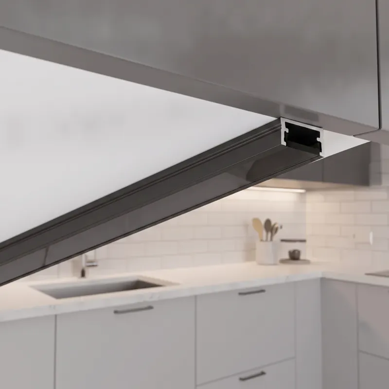 Profilé en aluminium ZARIA pour éclairage LED avec diffuseur noir / Noir mat