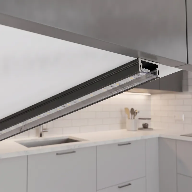 Profilé en aluminium ZARIA pour éclairage LED avec cache transparent / Noir mat