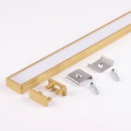 Kit de profilé LED ZARIA de 1 m avec diffuseur opale, embouts et fixations / Doré