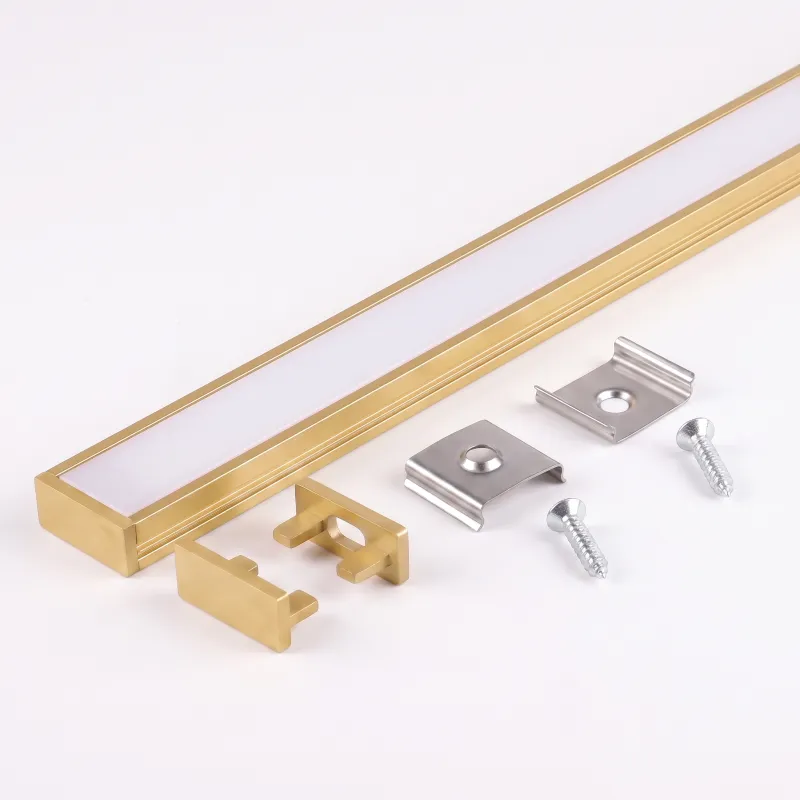 Kit de profilé LED ZARIA de 1 m avec diffuseur opale, embouts et fixations / Doré