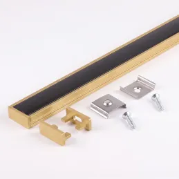 Ensemble de profilé ZARIA de 1 m pour éclairage LED, avec cache noir, embouts et fixations / Doré
