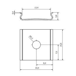 Ensemble de 1 m de profil ZARIA pour éclairage LED avec cache transparent, embouts et fixations / Noir mat