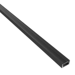Ensemble de 1 m de profil ZARIA pour éclairage LED avec cache transparent, embouts et fixations / Noir mat