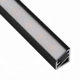 Profilé d’angle en aluminium ZARIA pour éclairage LED avec diffuseur opale / Noir mat