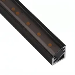 Profilé d’angle en aluminium ZARIA pour éclairage LED avec cache noir / Noir mat