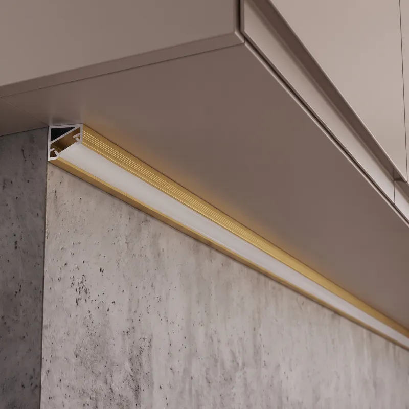 Profilé d’angle en aluminium ZARIA pour éclairage LED avec diffuseur dépoli / Doré