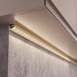 Profilé d’angle en aluminium ZARIA pour éclairage LED avec diffuseur transparent / Doré